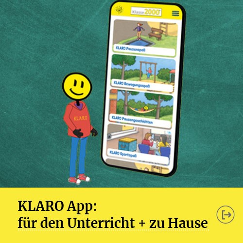 Bildlink zu App Store oder Play Store zum Download der Klaro App