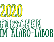 2020 startet KLARO Labor Text-Grafik in gelb-grün: 2020 Forschen im KLARO-Labor