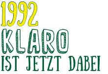 KLARO ist bei Klasse2000 Text-Grafik in gelb-grün: 1992 KLARO ist jetzt dabei